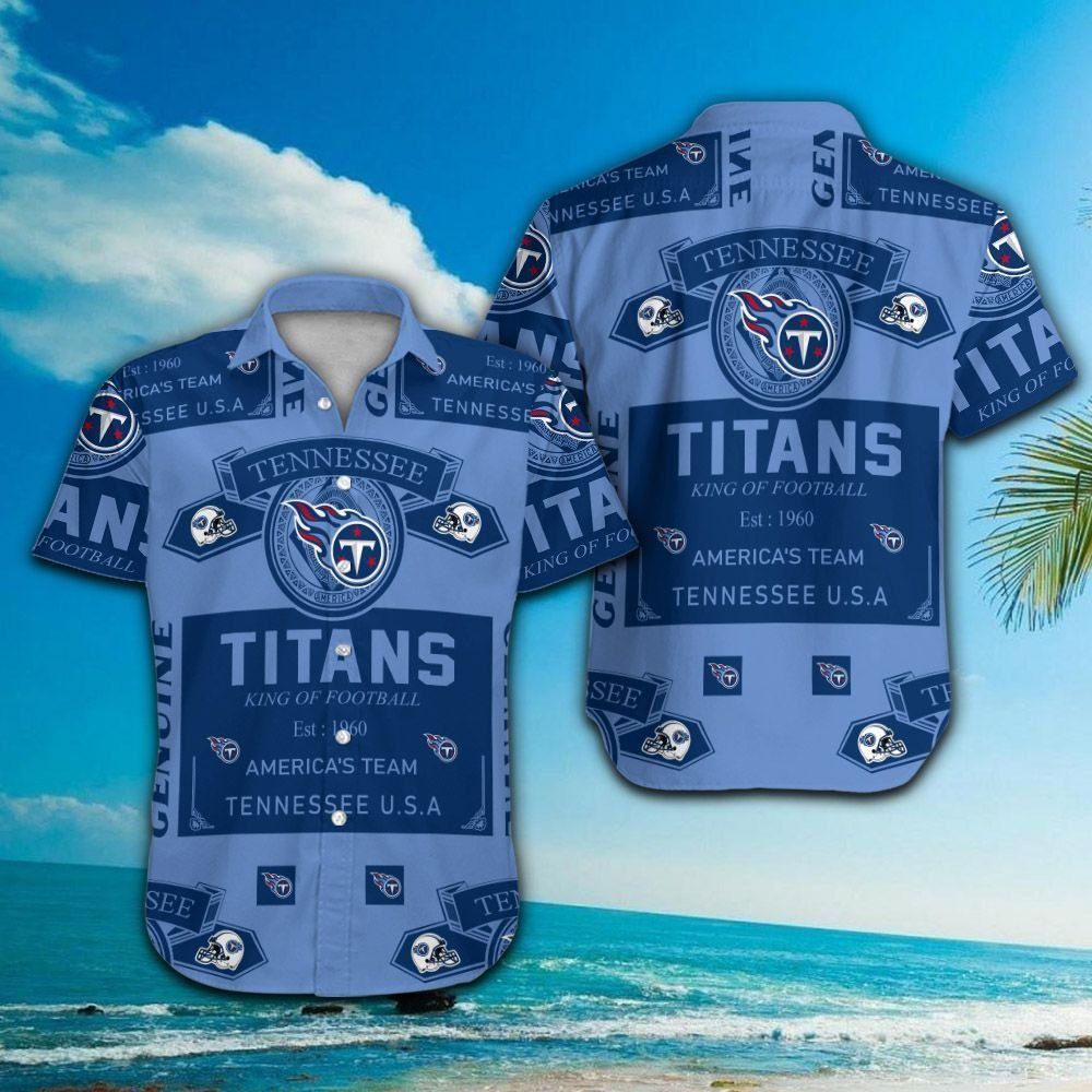 Tennessee Titans Short Sleeve Button Up Tropical - Adult & Kids T-Shirts, Sweatshirts & Hoodies apparel design preview 1