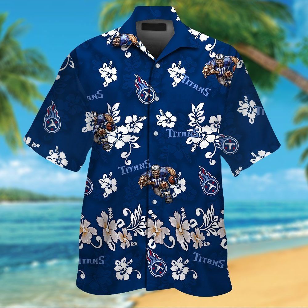 Tennessee Titans Short Sleeve Button Up Tropical - Adult & Kids T-Shirts, Sweatshirts & Hoodies apparel design preview 1