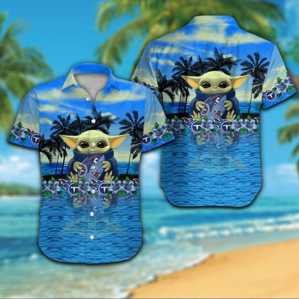 Tennessee Titans Short Sleeve Button Up Tropical - Adult & Kids T-Shirts, Sweatshirts & Hoodies apparel design preview 1