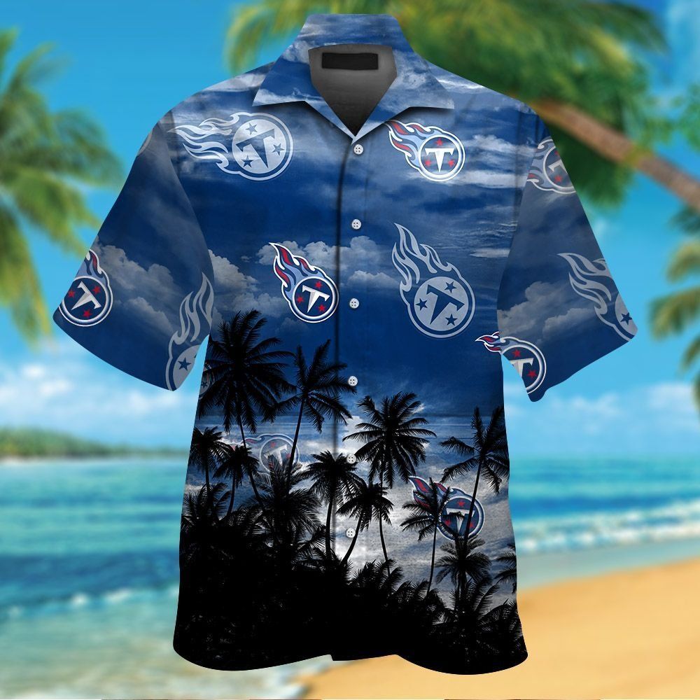 Tennessee Titans Short Sleeve Button Up Tropical - Adult & Kids T-Shirts, Sweatshirts & Hoodies apparel design preview 1