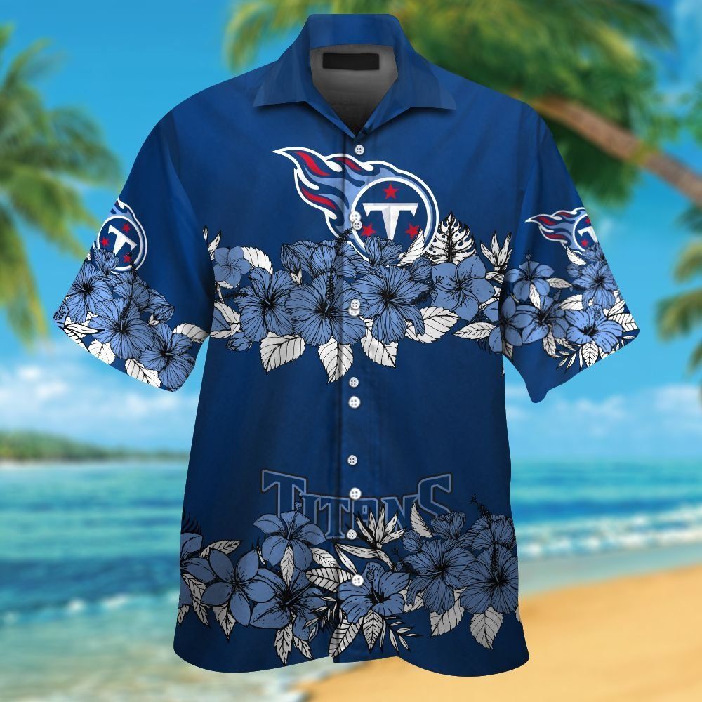 Tennessee Titans Short Sleeve Button Up Tropical - Adult & Kids T-Shirts, Sweatshirts & Hoodies apparel design preview 1