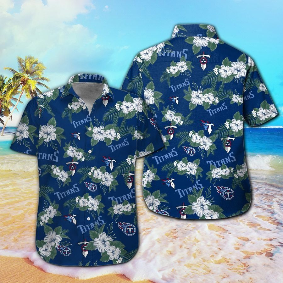 Tennessee Titans Short Sleeve Button Up Tropical - Adult & Kids T-Shirts, Sweatshirts & Hoodies apparel design preview 1