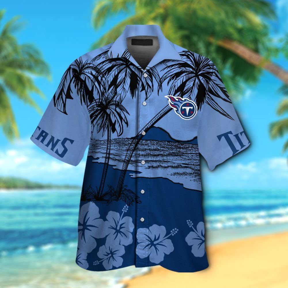 Tennessee Titans Short Sleeve Button Up Tropical - Adult & Kids T-Shirts, Sweatshirts & Hoodies apparel design preview 1