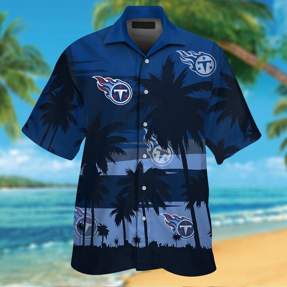 Tennessee Titans Short Sleeve Button Up Tropical - Adult & Kids T-Shirts, Sweatshirts & Hoodies apparel design preview 1