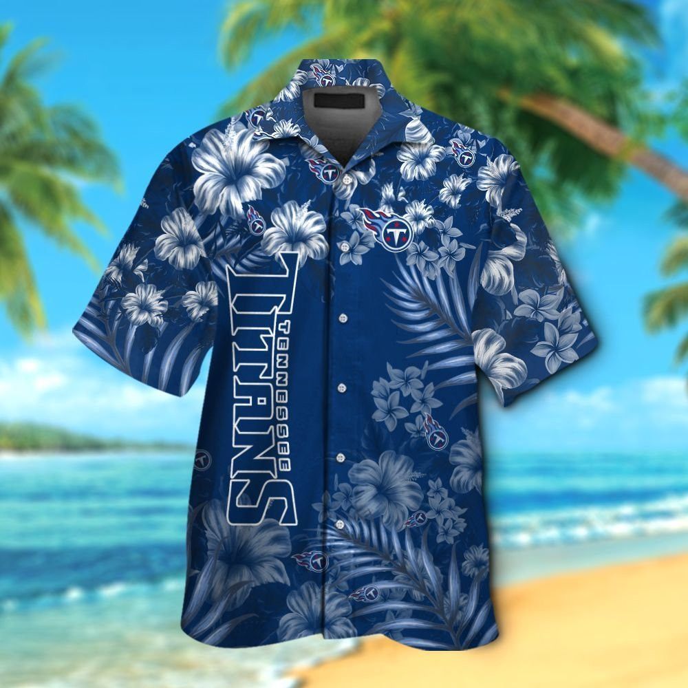 Tennessee Titans Short Sleeve Button Up Tropical - Adult & Kids T-Shirts, Sweatshirts & Hoodies apparel design preview 1