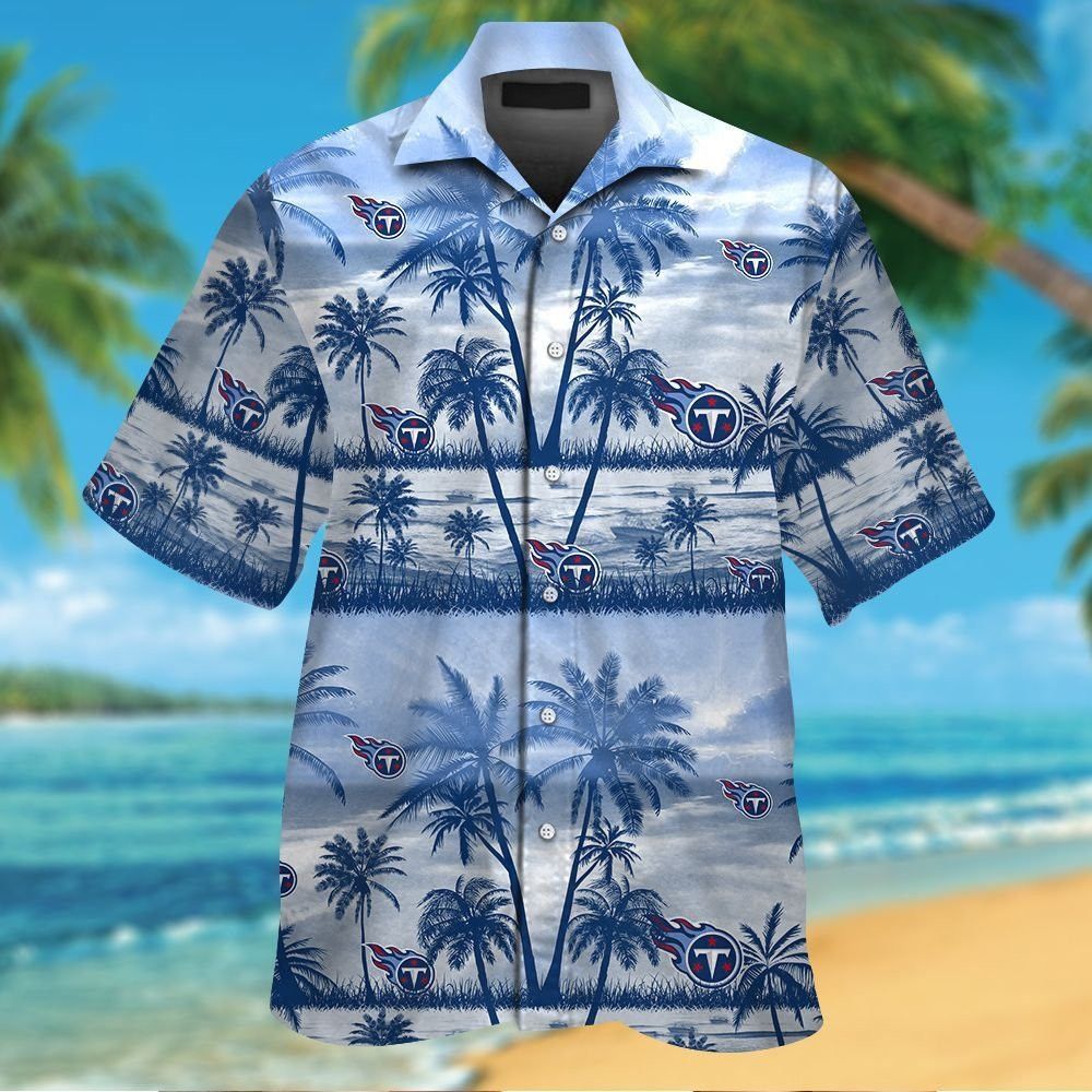 Tennessee Titans Short Sleeve Button Up Tropical - Adult & Kids T-Shirts, Sweatshirts & Hoodies apparel design preview 1