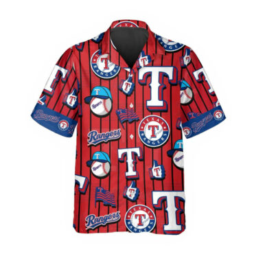 Texas Dominate the Diamond Rangers Red Blue Hawaiian - Adult & Kids T-Shirts, Sweatshirts & Hoodies apparel design preview 1