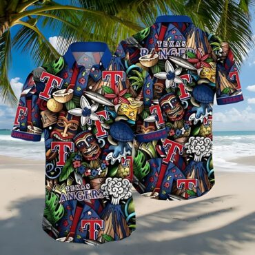 Texas Rangers Tropical Tiki Aloha - Adult & Kids T-Shirts, Sweatshirts & Hoodies apparel design preview 1