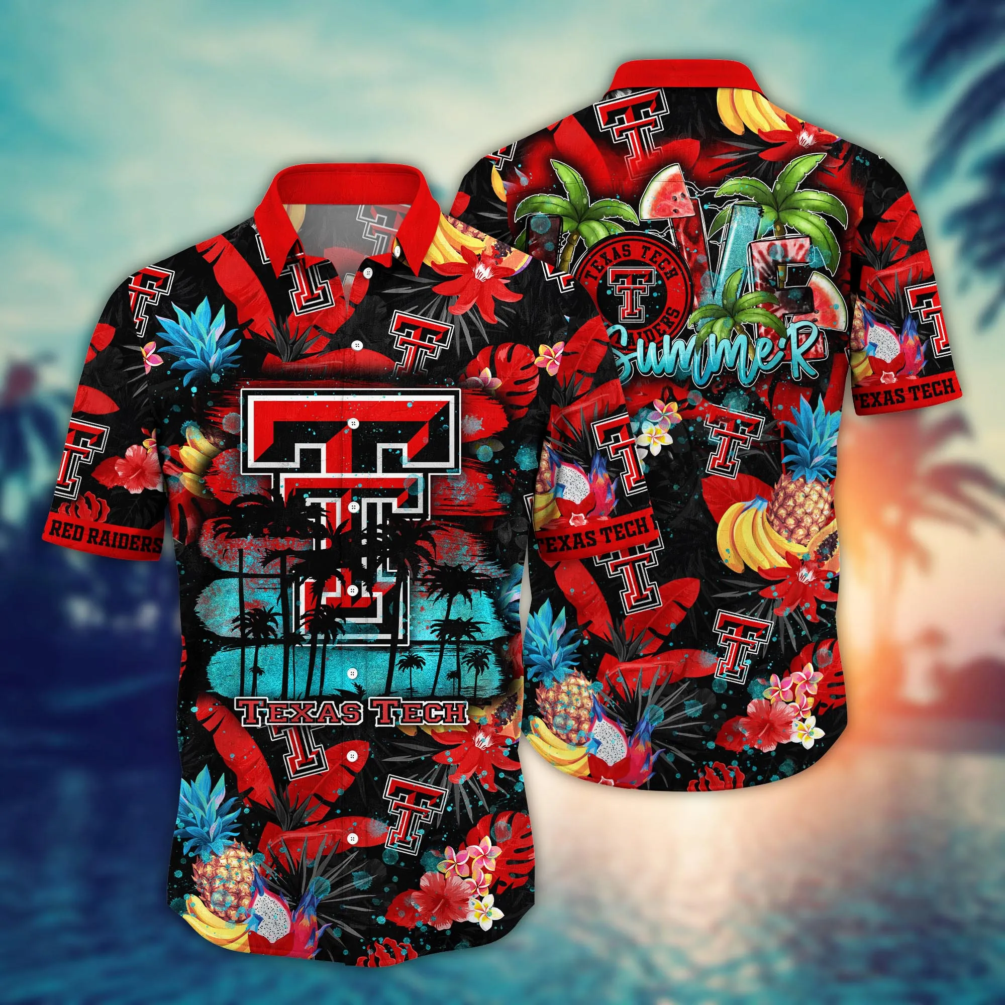 Texas Tech Red Raiders NCAA Hawaiian Sun-Soakedtime - Adult & Kids T-Shirts, Sweatshirts & Hoodies apparel design preview 1