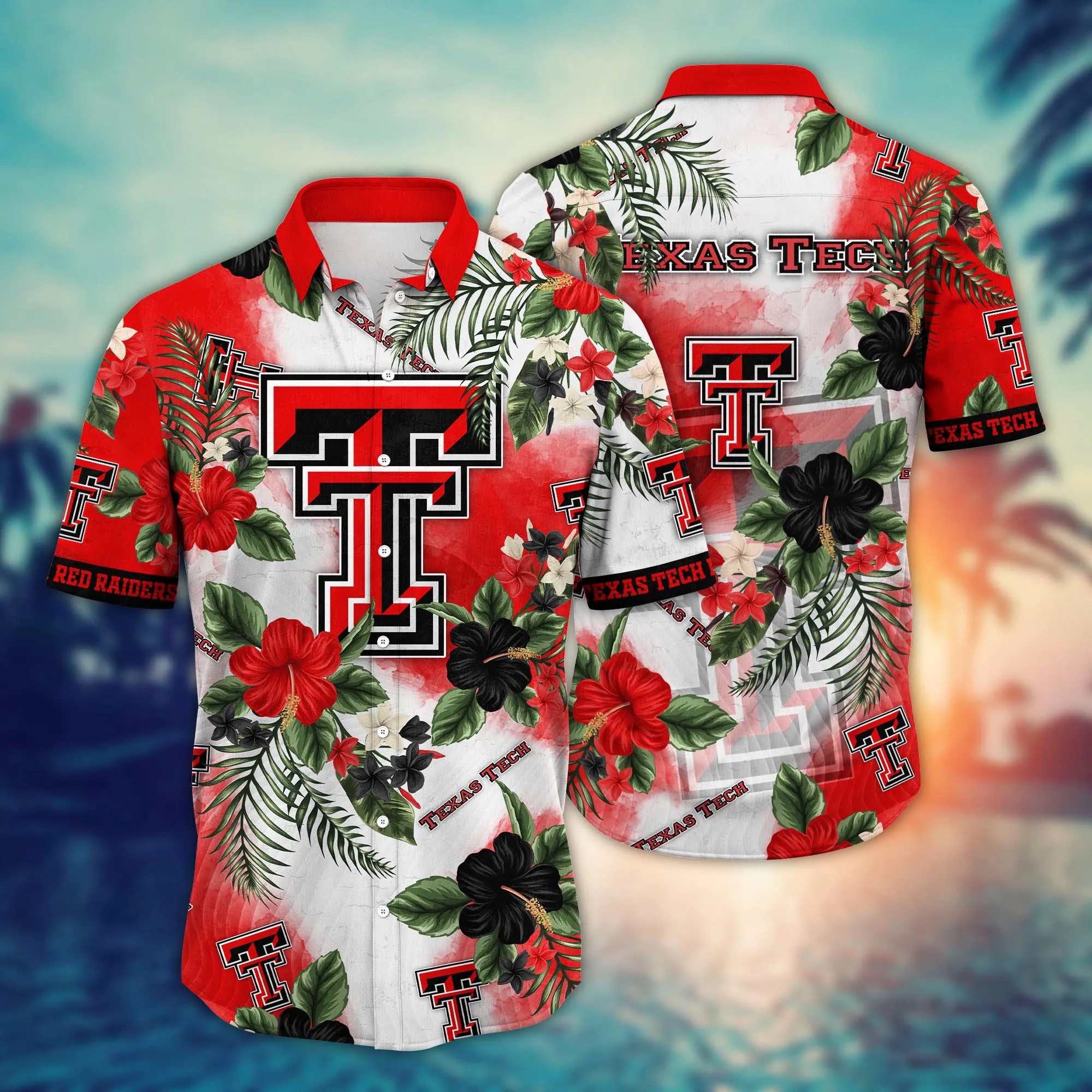 Texas Tech Red Raiders NCAA Hawaiian Sunglassestime - Adult & Kids T-Shirts, Sweatshirts & Hoodies apparel design preview 1