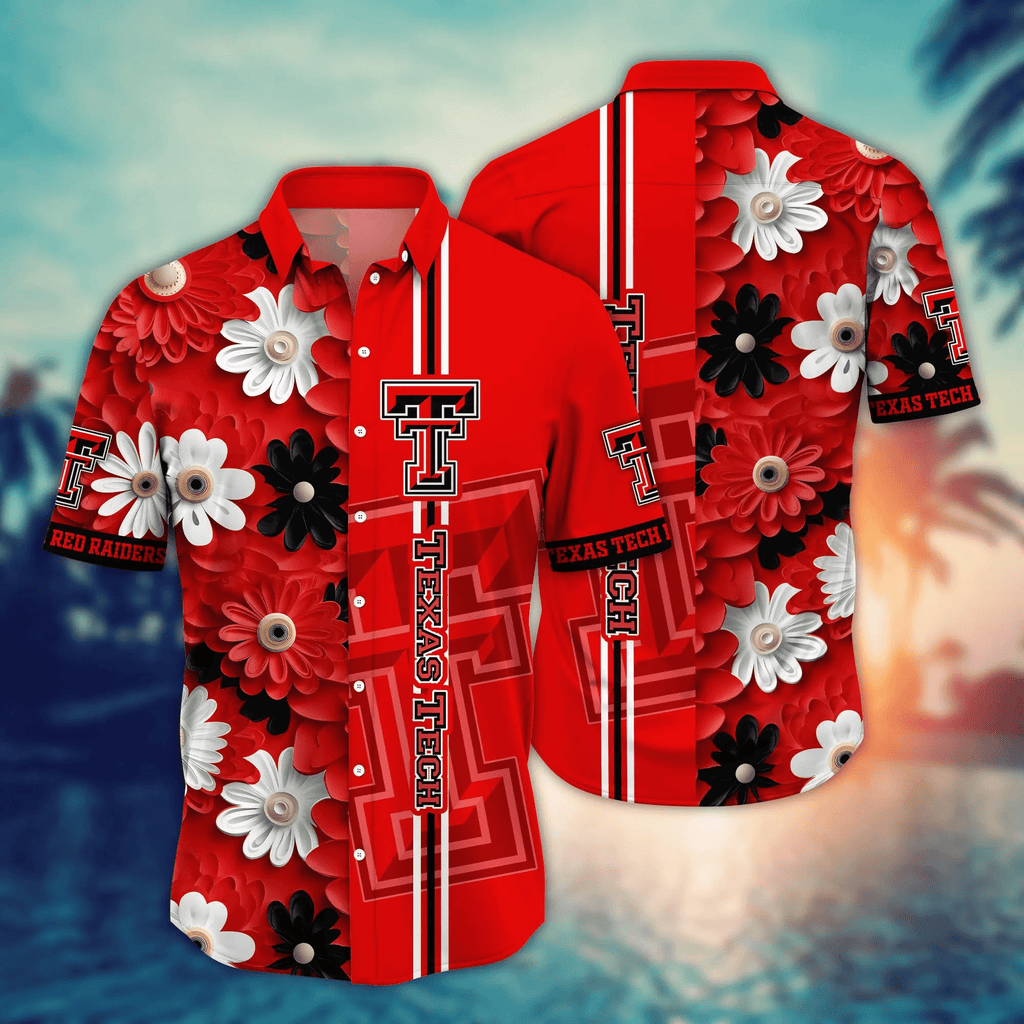 Texas Tech Red Raiders NCAA Hawaiian Vacation Time - Adult & Kids T-Shirts, Sweatshirts & Hoodies apparel design preview 1
