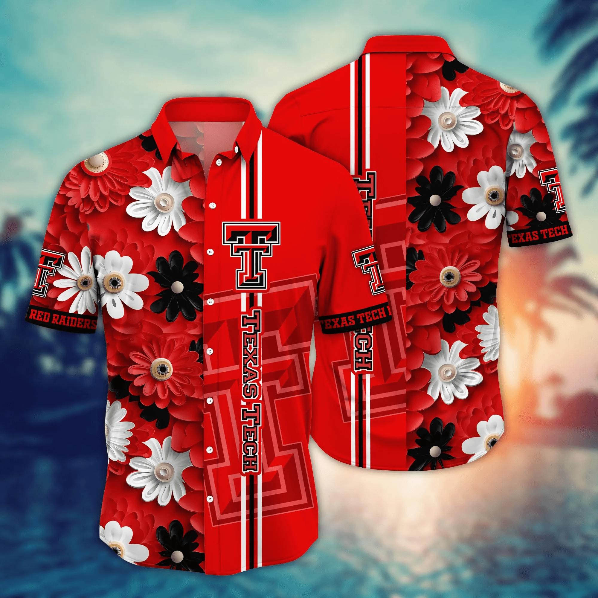 Texas Tech Red Raiders NCAA Hawaiian Vacation Time - Adult & Kids T-Shirts, Sweatshirts & Hoodies apparel design preview 1