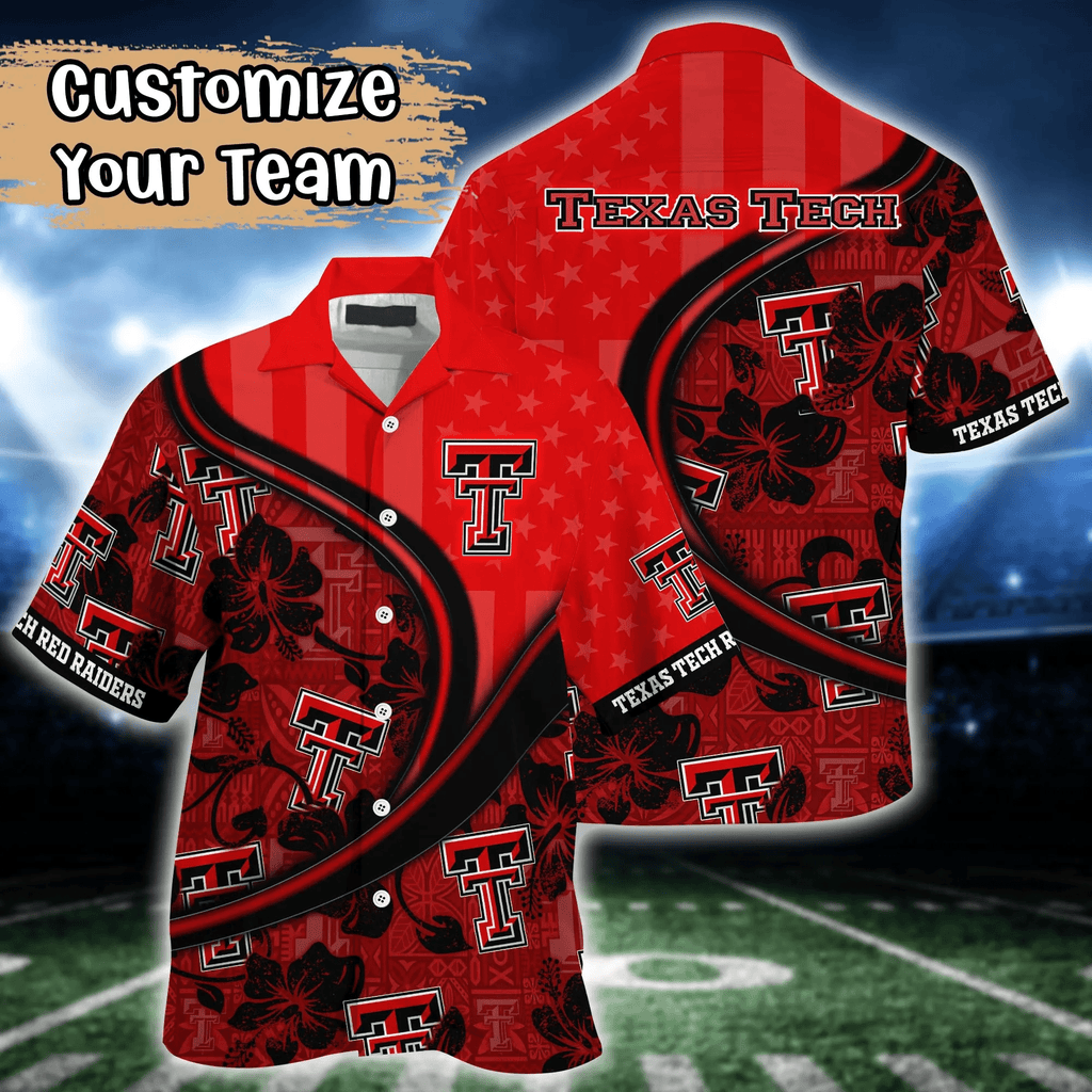 Texas Tech Red Raiders NCAA Us Flag Hawaiian Custom - Adult & Kids T-Shirts, Sweatshirts & Hoodies apparel design preview 1