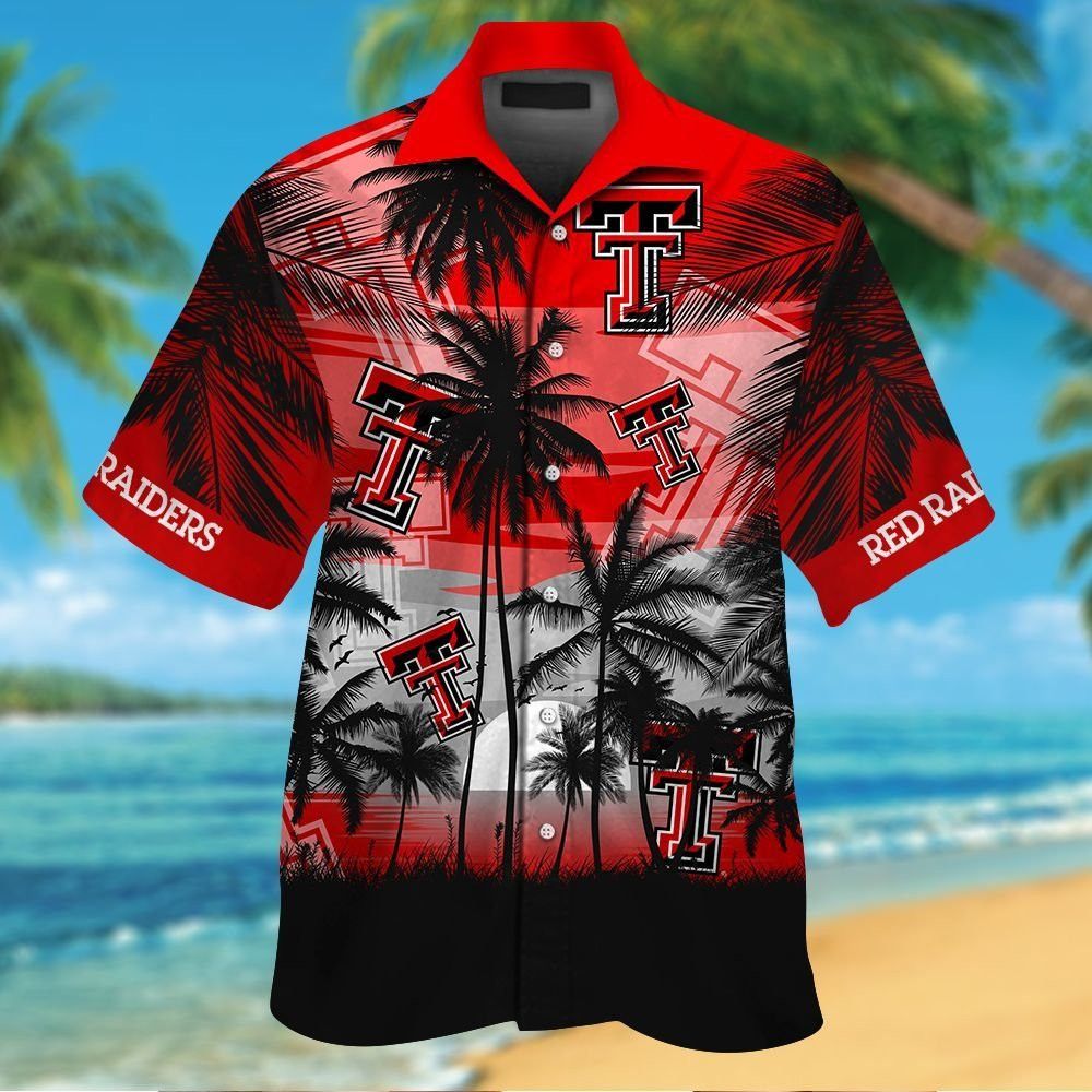Texas TecRed Raiders Short Sleeve Button Up Tropical - Adult & Kids T-Shirts, Sweatshirts & Hoodies apparel design preview 1
