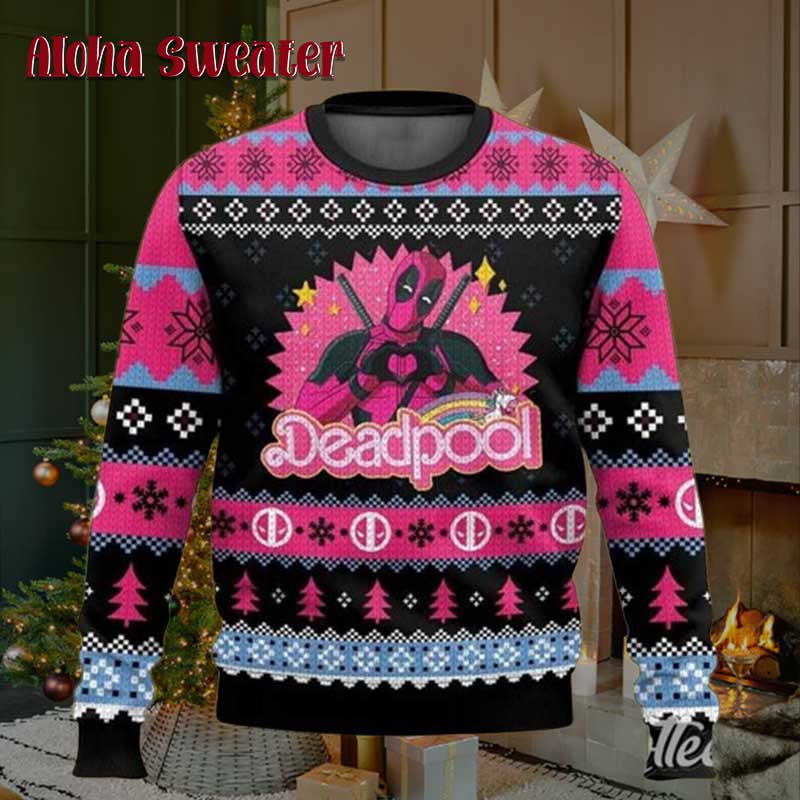 Taking Photo Deadpool And Wolverine Ugly Christmas Sweater - Holiday Gift product image 2