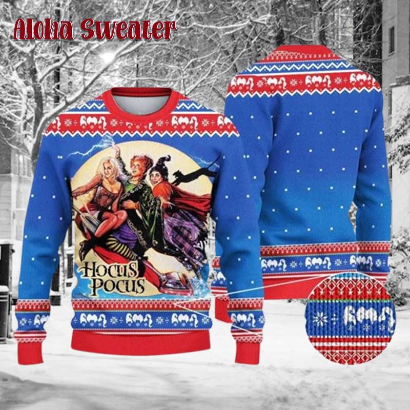Three Witches Sanderson Sisters Hocus Pocus Ugly Christmas Sweater - Holiday Gift product image