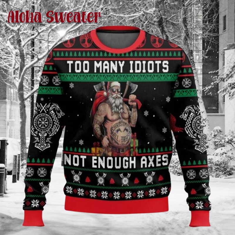 Valhalla Viking Ship Ugly Christmas Sweater - Holiday Gift product image 3