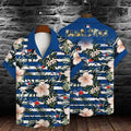 Toronto Blue Jays Hibiscus Stripes Hawaiian - Adult & Kids T-Shirts, Sweatshirts & Hoodies apparel design preview 1