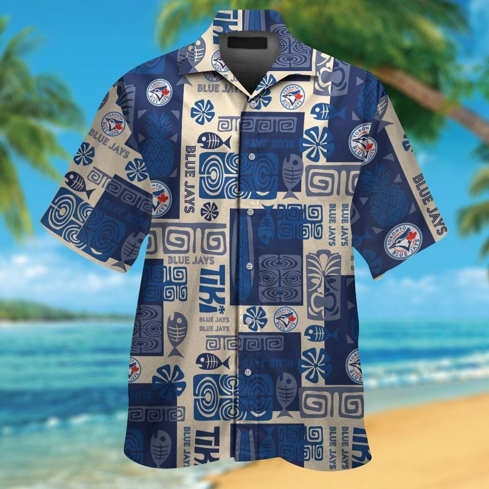 Toronto Blue Jays Short Sleeve Button Up Tropical - Adult & Kids T-Shirts, Sweatshirts & Hoodies apparel design preview 1