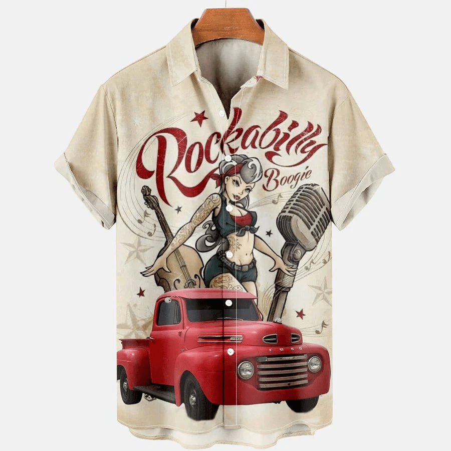 Trendy Hawaiian Vintage, Men's Casual Rock Car Beauty - Adult & Kids T-Shirts, Sweatshirts & Hoodies apparel design preview 1