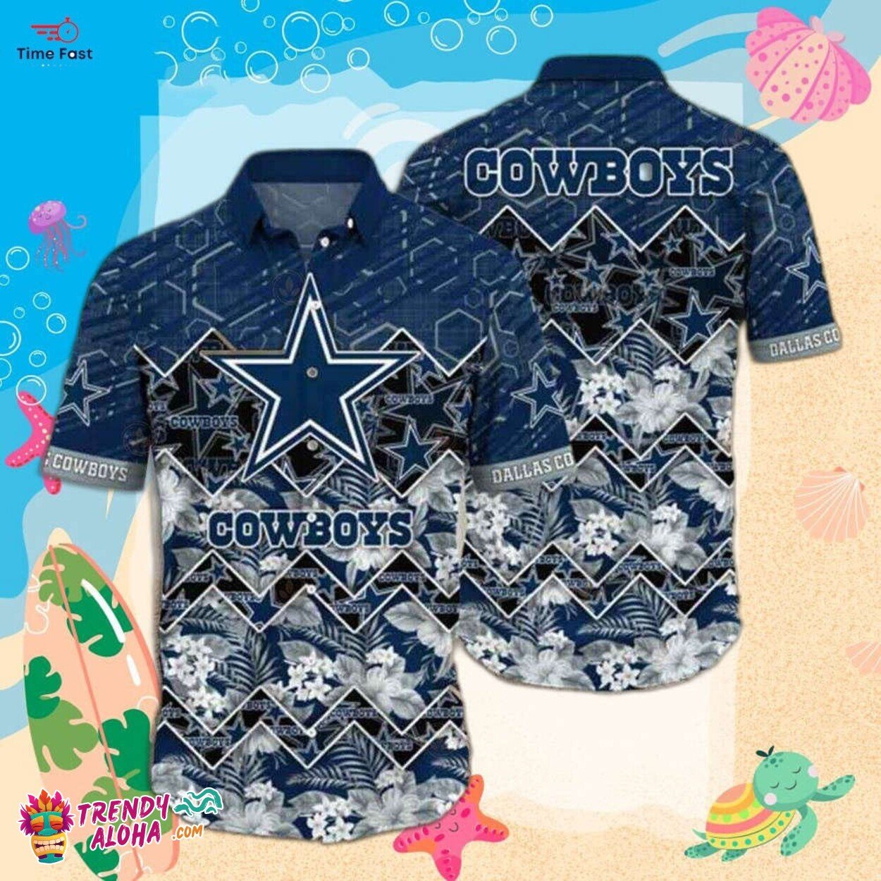 Tropical Dallas Cowboys Theme Hawaiian Aloha Spirit - Adult & Kids T-Shirts, Sweatshirts & Hoodies apparel design preview 1