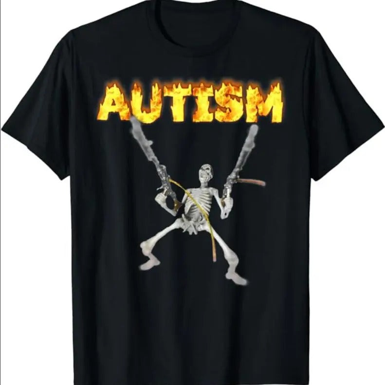 Autistic Funny Skeleton Autism Edgy Meme Oddly - Adult & Kids T-Shirts, Sweatshirts & Hoodies apparel design preview 1