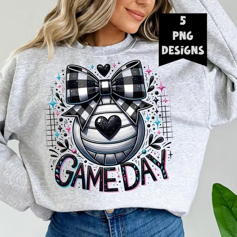 Volleyball Game Day Coquette Glitter Mama Mom Trend - Adult & Kids T-Shirts, Sweatshirts & Hoodies apparel design preview 1