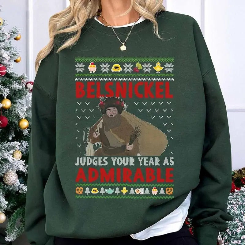 Belsnickel Judges Your Year As Admirable Dwight - Adult & Kids T-Shirts, Sweatshirts & Hoodies apparel design preview 1