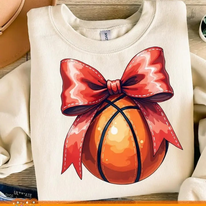 Basketball Game Day Coquette Bow Mom Retro - Adult & Kids T-Shirts, Sweatshirts & Hoodies apparel design preview 1