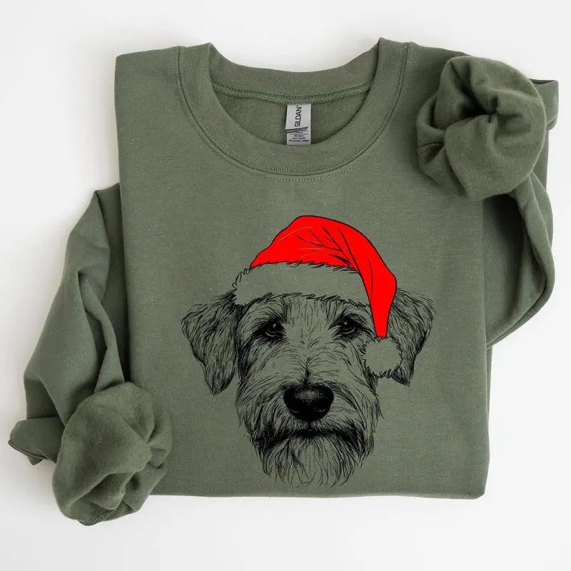 Wheaten Terrier Santa Dog Lover Pet Crew Neck - Adult & Kids T-Shirts, Sweatshirts & Hoodies apparel design preview 1