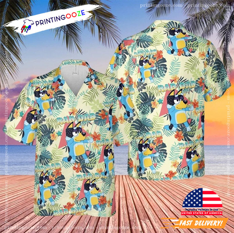 Uncle Rad Bluey Hawaiian - Adult & Kids T-Shirts, Sweatshirts & Hoodies apparel design preview 1