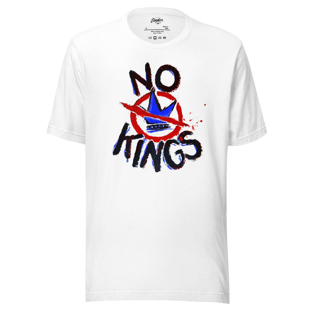 "No Kings" 100%Made USA White - Adult & Kids T-Shirts, Sweatshirts & Hoodies apparel design preview 1