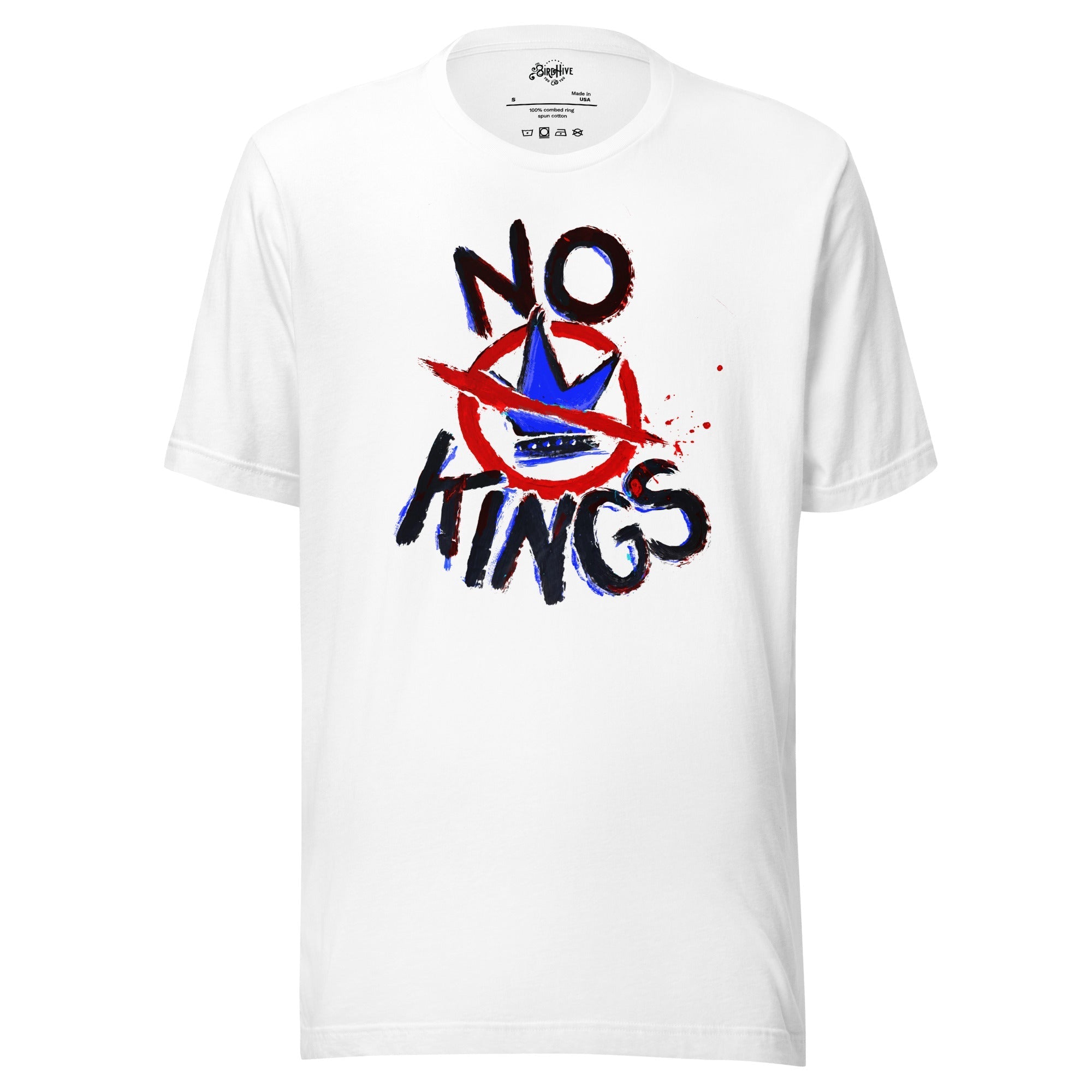 "No Kings" 100%Made USA White - Adult & Kids T-Shirts, Sweatshirts & Hoodies apparel design preview 1