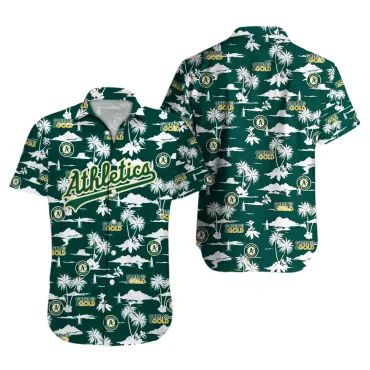 Oakland Athletics Green Gold Island Hawaiian - Adult & Kids T-Shirts, Sweatshirts & Hoodies apparel design preview 1