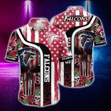 Atlanta Falcons Stars and Skulls Hawaiian - Adult & Kids T-Shirts, Sweatshirts & Hoodies apparel design preview 1