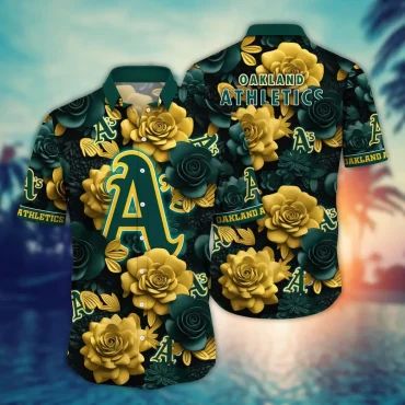 Oakland Athletics Golden Rose Hawaiian - Adult & Kids T-Shirts, Sweatshirts & Hoodies apparel design preview 1