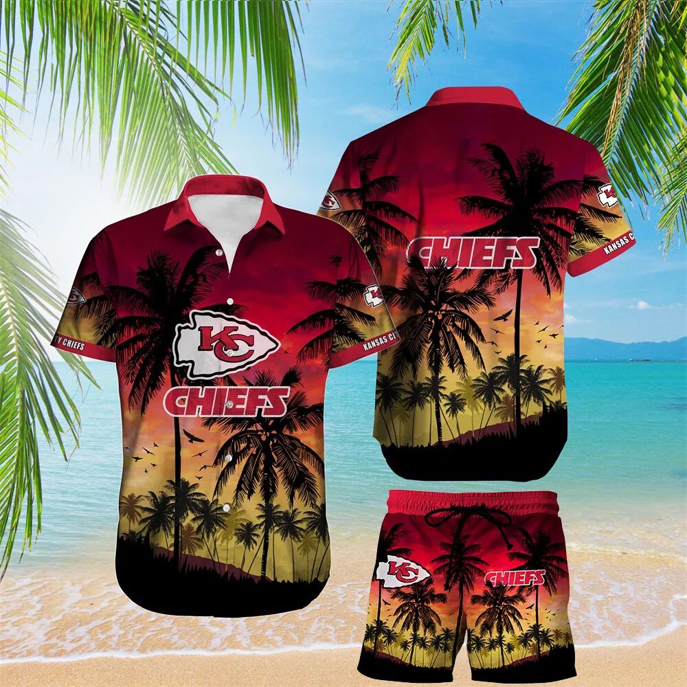 Kansas City Chiefs Hawaiian Sunset Paradise Design - Adult & Kids T-Shirts, Sweatshirts & Hoodies apparel design preview 1