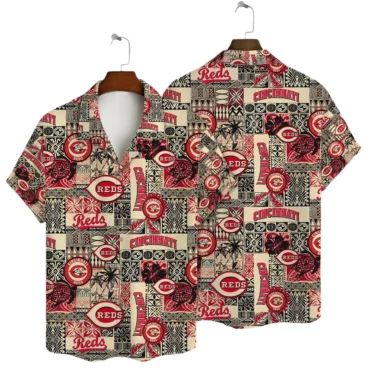 Cincinnati Reds Vintage Patchwork Hawaiian - Adult & Kids T-Shirts, Sweatshirts & Hoodies apparel design preview 1