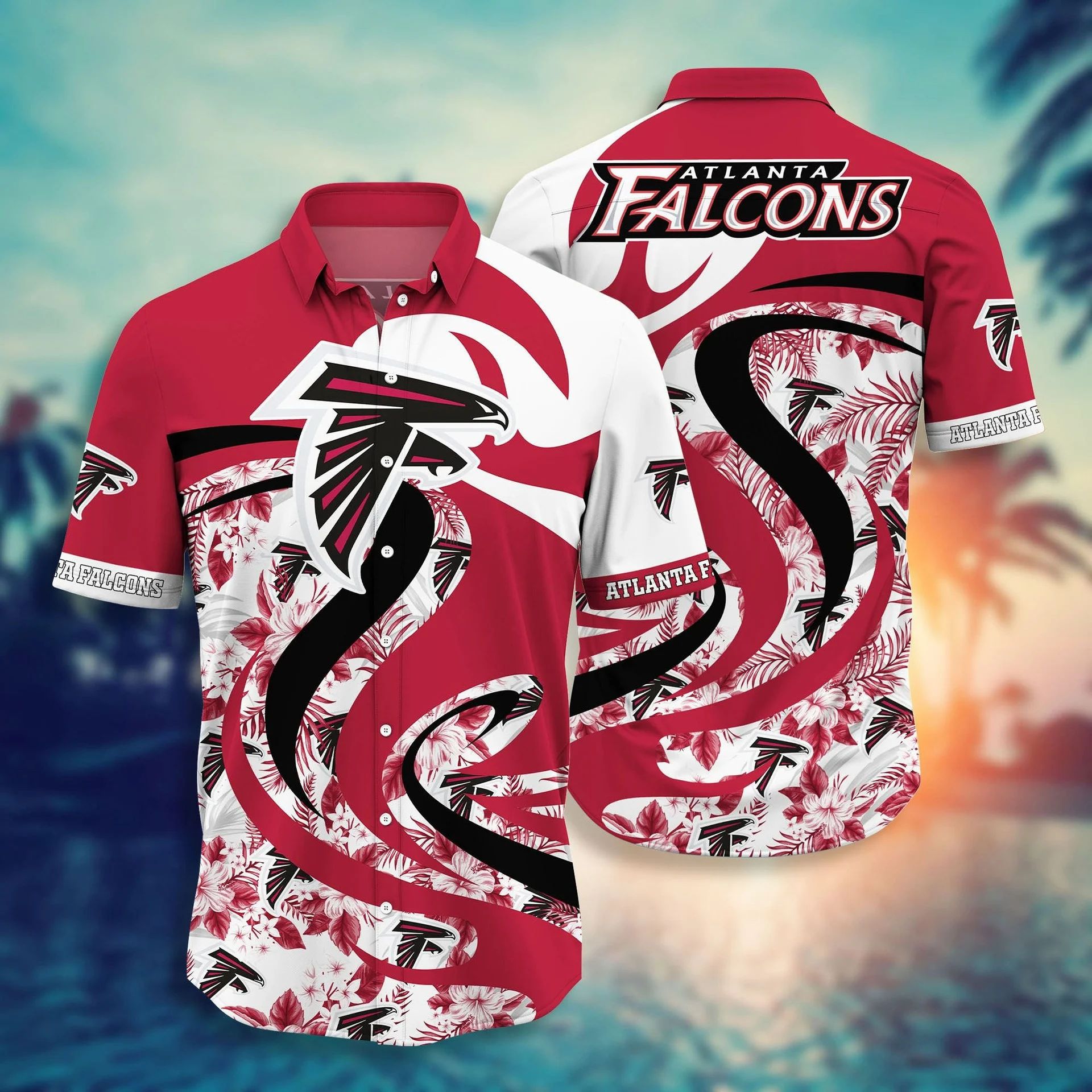 Atlanta Falcons Hawaiian Swirl Tropics Design 669900 - Adult & Kids T-Shirts, Sweatshirts & Hoodies apparel design preview 1