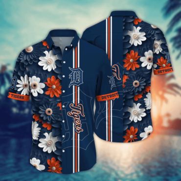 Detroit Tigers Bold Daisy Hawaiian - Adult & Kids T-Shirts, Sweatshirts & Hoodies apparel design preview 1