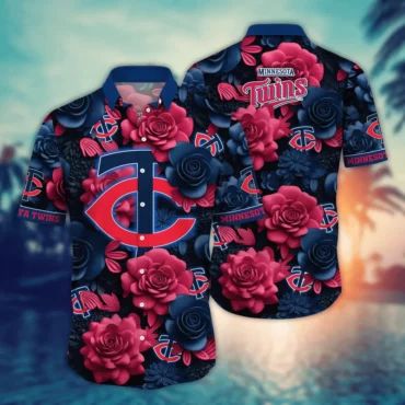 Minnesota Twins Midnight Bloom Hawaiian - Adult & Kids T-Shirts, Sweatshirts & Hoodies apparel design preview 1