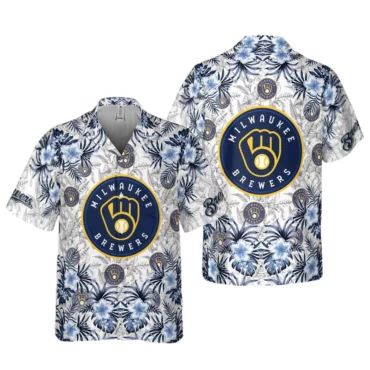Milwaukee Brewers Hibiscus Splash Hawaiian - Adult & Kids T-Shirts, Sweatshirts & Hoodies apparel design preview 1