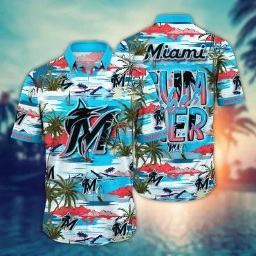 Miami Marlins Summer Vibes Hawaiian - Adult & Kids T-Shirts, Sweatshirts & Hoodies apparel design preview 1