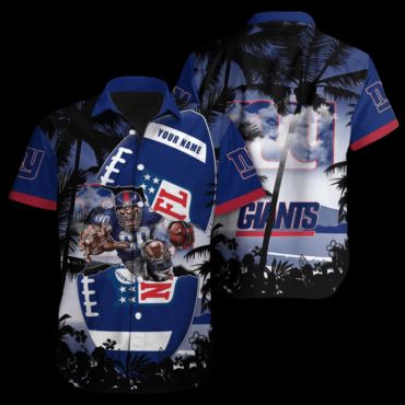 Personalized New York Giants Gridiron Palm Hawaiian - Adult & Kids T-Shirts, Sweatshirts & Hoodies apparel design preview 1