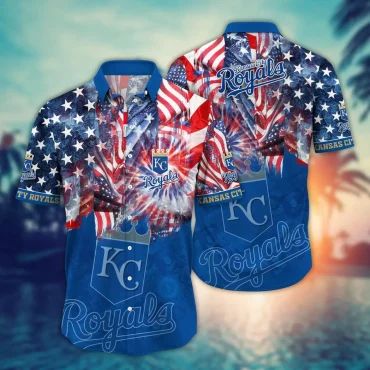 Kansas City Royals Stars Stripes Fireworks Hawaiian - Adult & Kids T-Shirts, Sweatshirts & Hoodies apparel design preview 1