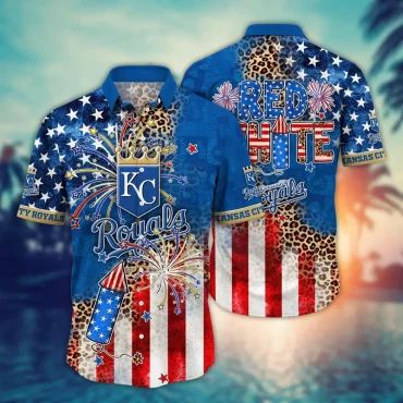 Kansas City Royals Fireworks Stars Hawaiian - Adult & Kids T-Shirts, Sweatshirts & Hoodies apparel design preview 1