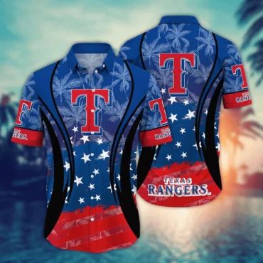 Texas Rangers Patriotic Stars Hawaiian - Adult & Kids T-Shirts, Sweatshirts & Hoodies apparel design preview 1