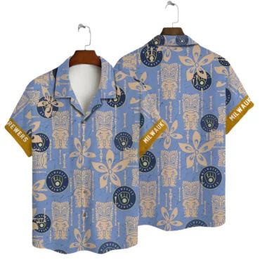 Milwaukee Brewers Tiki Floral Hawaiian - Adult & Kids T-Shirts, Sweatshirts & Hoodies apparel design preview 1
