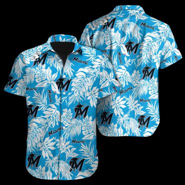 Miami Marlins Tropical Leaf Hawaiian - Adult & Kids T-Shirts, Sweatshirts & Hoodies apparel design preview 1