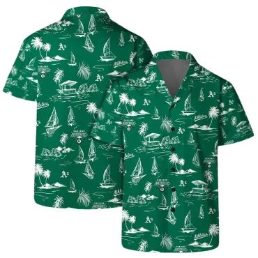 Oakland Athletics Sailing Paradise Hawaiian - Adult & Kids T-Shirts, Sweatshirts & Hoodies apparel design preview 1